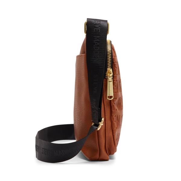 Bolsas De Ombro Steve Madden Logo Crossbody Cognac Feminino Marrom | SM-042MU