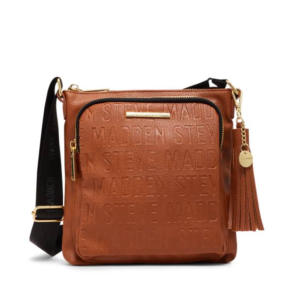 Bolsas De Ombro Steve Madden Logo Crossbody Cognac Feminino Marrom | SM-042MU