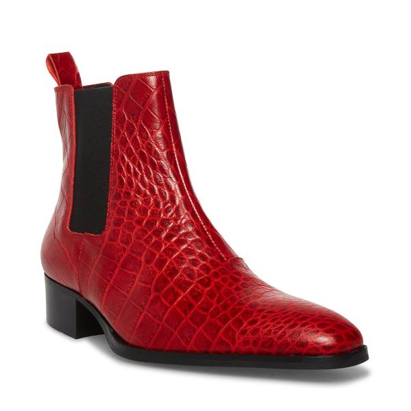 Botas Steve Madden Dex-c Crocodile Masculino Vermelhas | SM-296YL