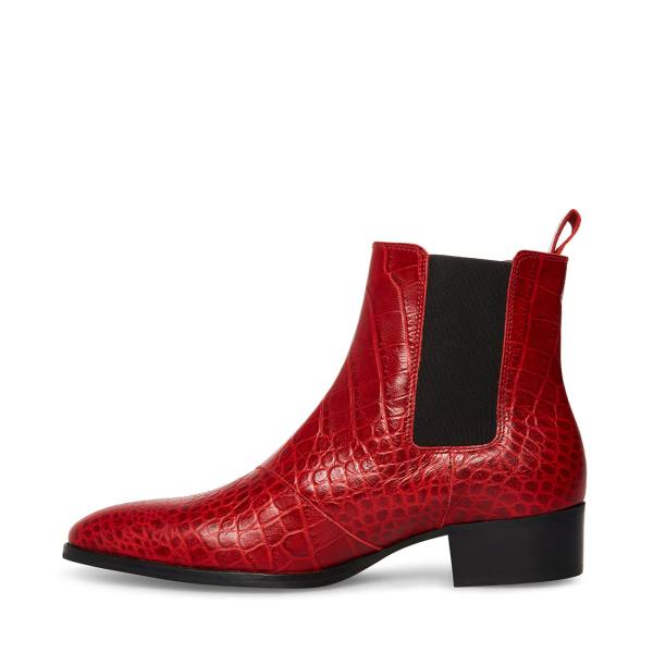 Botas Steve Madden Dex-c Crocodile Masculino Vermelhas | SM-296YL