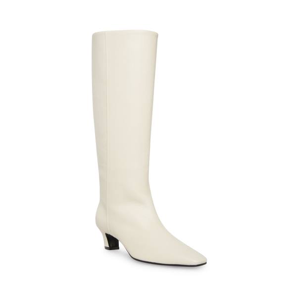 Botas Steve Madden Empire Couro Feminino Branco | SM-843HJ