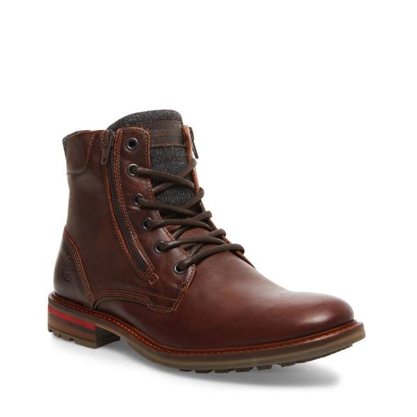 Botas Steve Madden Millennium Cognac Couro Masculino Marrom | SM-952MY