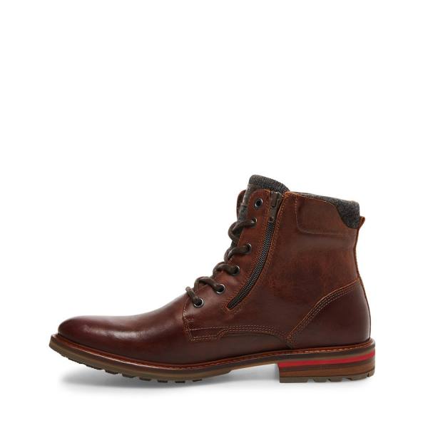 Botas Steve Madden Millennium Cognac Couro Masculino Marrom | SM-952MY