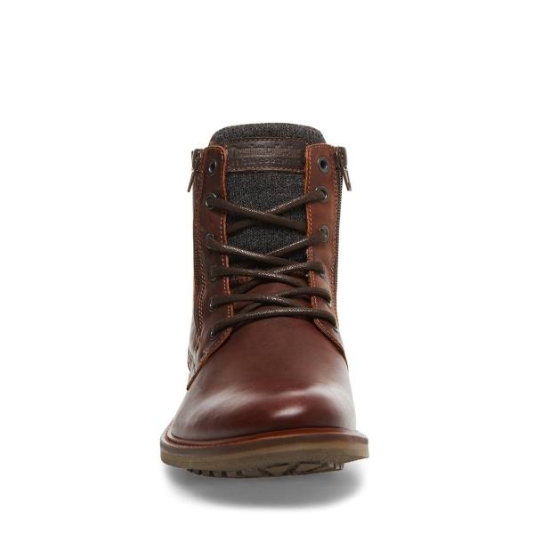 Botas Steve Madden Millennium Cognac Couro Masculino Marrom | SM-952MY