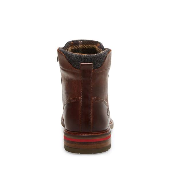 Botas Steve Madden Millennium Cognac Couro Masculino Marrom | SM-952MY