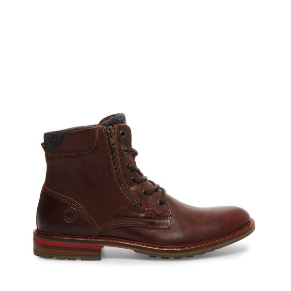 Botas Steve Madden Millennium Cognac Couro Masculino Marrom | SM-952MY