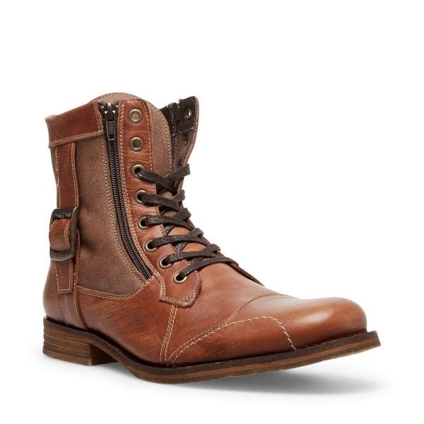 Botas Steve Madden Sidetrack Cognac Couro Masculino Marrom | SM-172CN