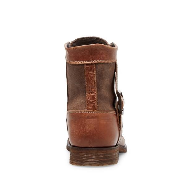 Botas Steve Madden Sidetrack Cognac Couro Masculino Marrom | SM-172CN