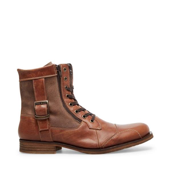 Botas Steve Madden Sidetrack Cognac Couro Masculino Marrom | SM-172CN