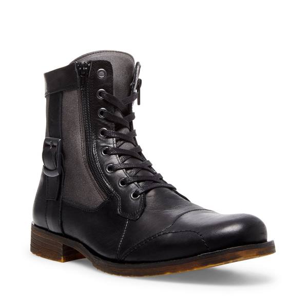 Botas Steve Madden Sidetrack Couro Masculino Pretas | SM-537YB