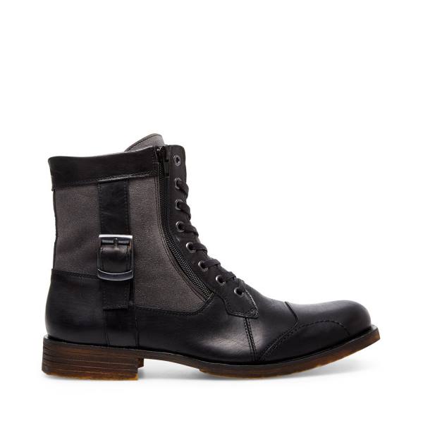 Botas Steve Madden Sidetrack Couro Masculino Pretas | SM-537YB