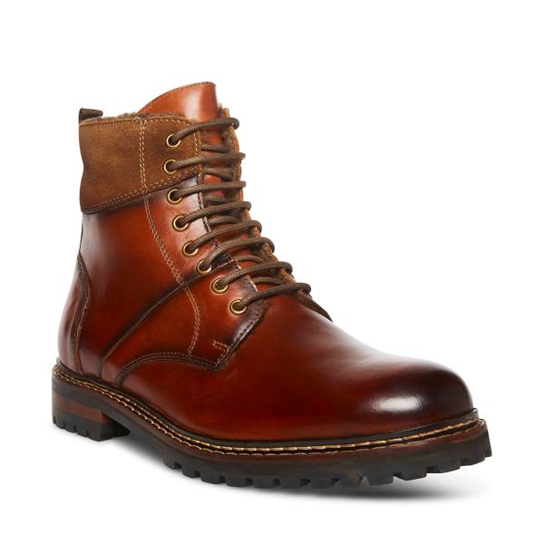 Botas Steve Madden Strategyy Cognac Couro Masculino Marrom | SM-105CL