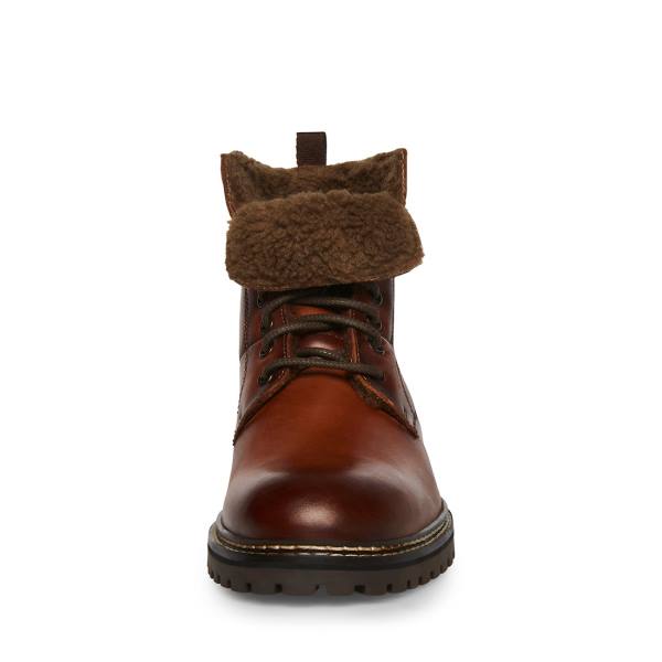 Botas Steve Madden Strategyy Cognac Couro Masculino Marrom | SM-105CL