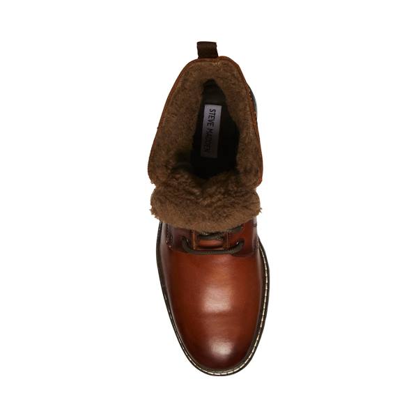 Botas Steve Madden Strategyy Cognac Couro Masculino Marrom | SM-105CL