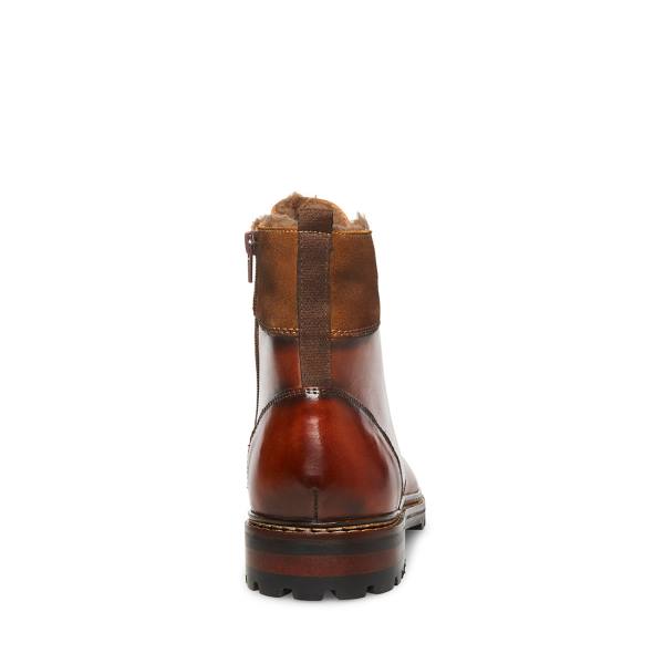 Botas Steve Madden Strategyy Cognac Couro Masculino Marrom | SM-105CL