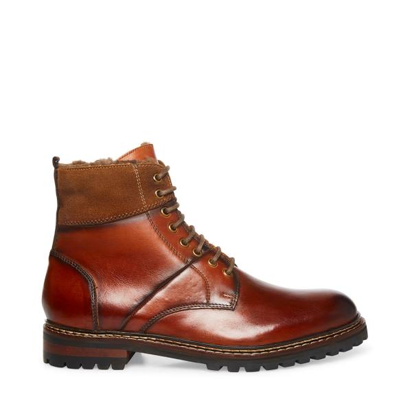 Botas Steve Madden Strategyy Cognac Couro Masculino Marrom | SM-105CL