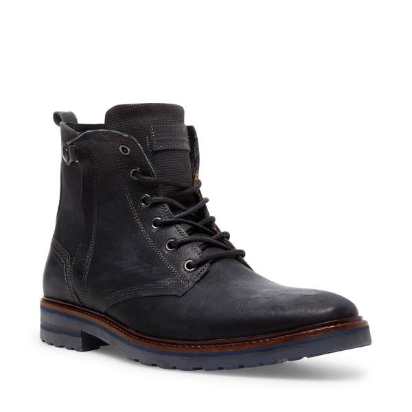 Botas Steve Madden Wellington Couro Masculino Pretas | SM-301KB