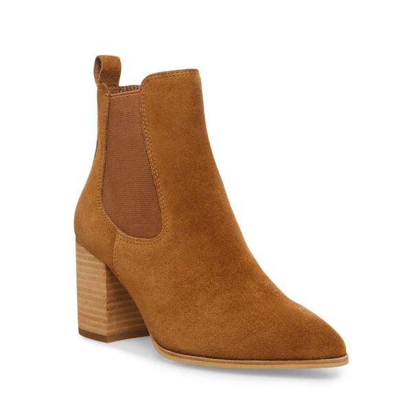 Botins Steve Madden Addy Cognac Camurça Feminino Marrom | SM-728XL