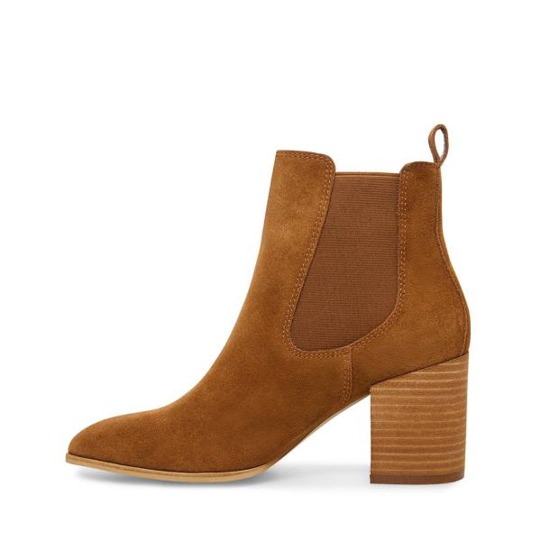 Botins Steve Madden Addy Cognac Camurça Feminino Marrom | SM-728XL