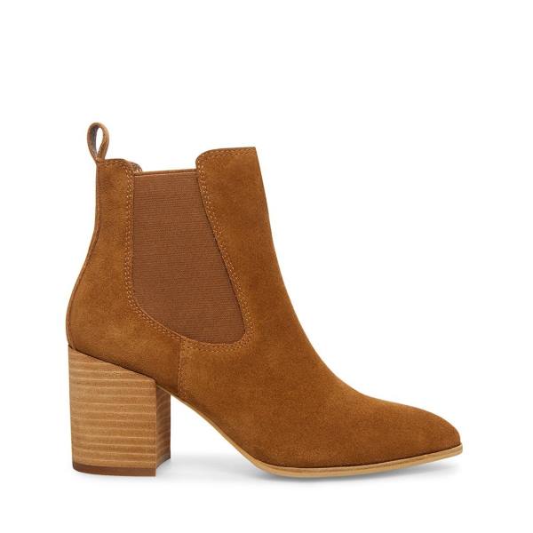 Botins Steve Madden Addy Cognac Camurça Feminino Marrom | SM-728XL