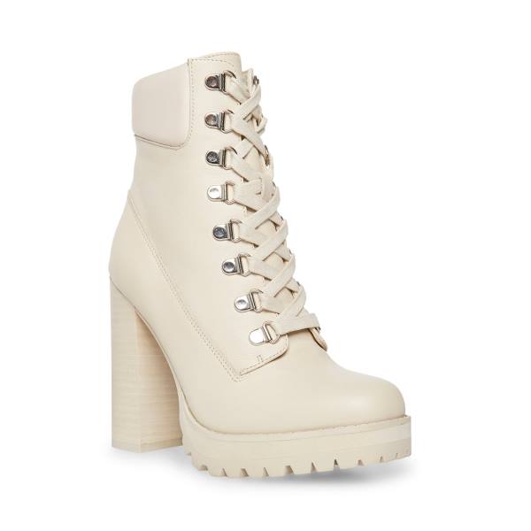 Botins Steve Madden Beso Bone Couro Feminino Bege | SM-658IU