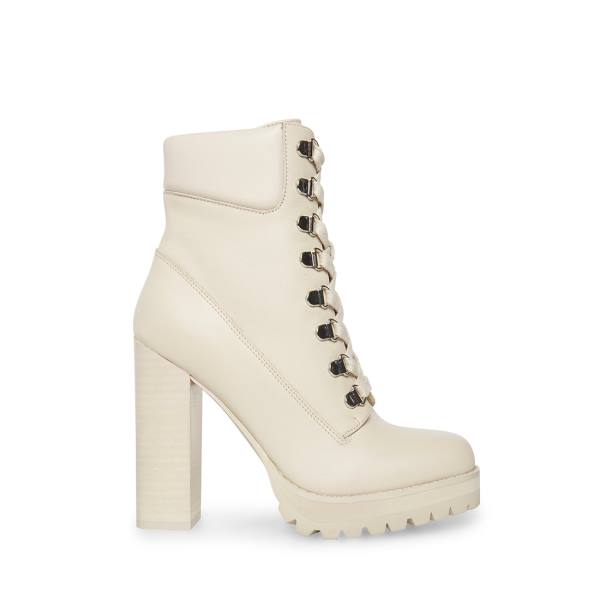 Botins Steve Madden Beso Bone Couro Feminino Bege | SM-658IU