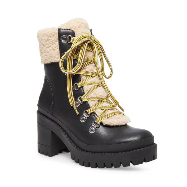 Botins Steve Madden Bundleup Couro Feminino Pretas | SM-714TY