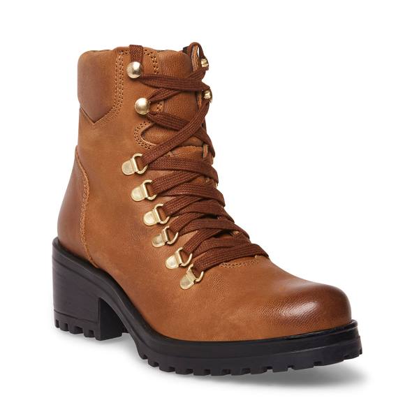 Botins Steve Madden Galway Cognac Couro Feminino Marrom | SM-926JF