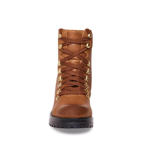 Botins Steve Madden Galway Cognac Couro Feminino Marrom | SM-926JF