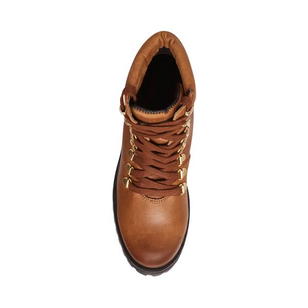 Botins Steve Madden Galway Cognac Couro Feminino Marrom | SM-926JF