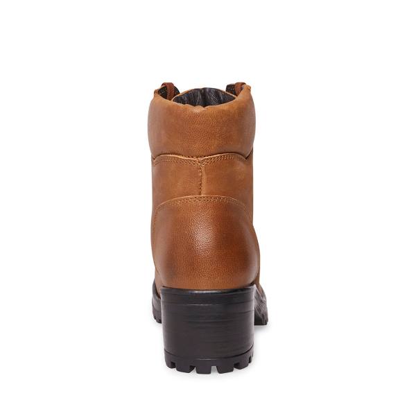 Botins Steve Madden Galway Cognac Couro Feminino Marrom | SM-926JF