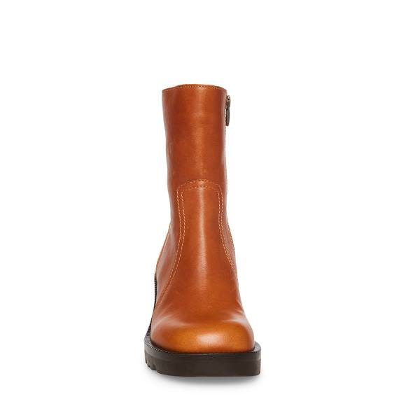 Botins Steve Madden Naya Cognac Couro Feminino Marrom | SM-971RZ