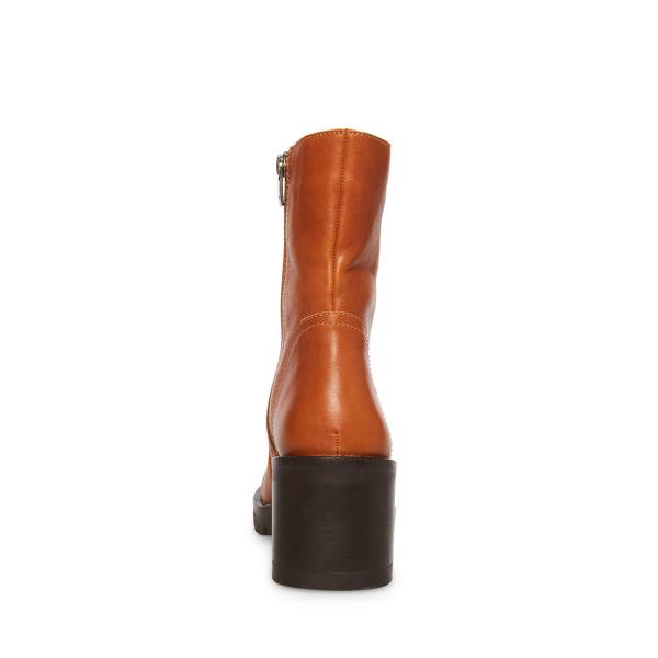 Botins Steve Madden Naya Cognac Couro Feminino Marrom | SM-971RZ