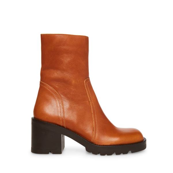 Botins Steve Madden Naya Cognac Couro Feminino Marrom | SM-971RZ