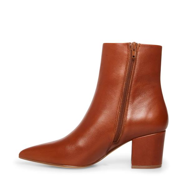 Botins Steve Madden Ossie Cognac Couro Feminino Marrom | SM-394ZD