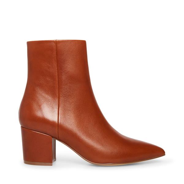 Botins Steve Madden Ossie Cognac Couro Feminino Marrom | SM-394ZD