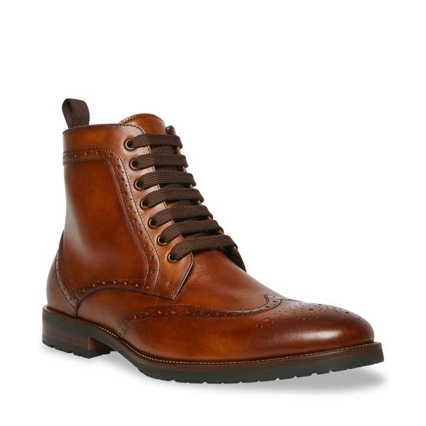 Botins Steve Madden Tilman Tan Couro Masculino Marrom | SM-743ZD