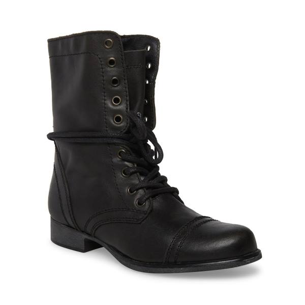 Botins Steve Madden Troopa Couro Feminino Pretas | SM-214OV