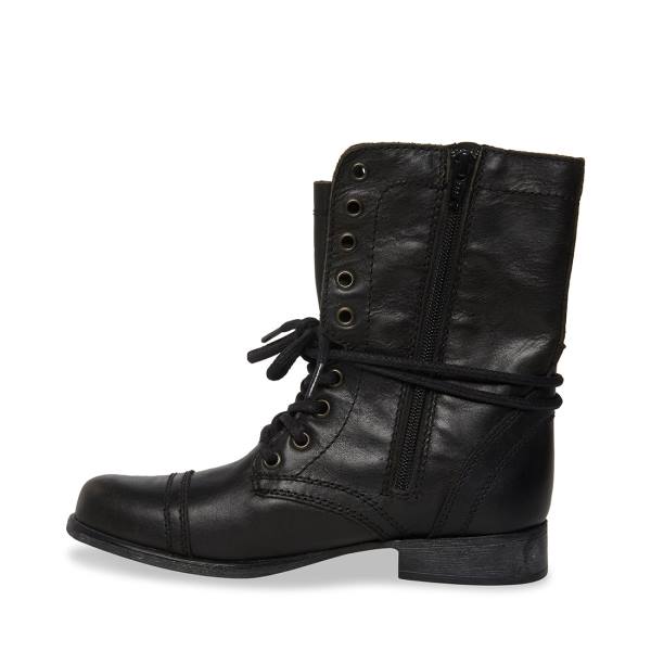 Botins Steve Madden Troopa Couro Feminino Pretas | SM-214OV