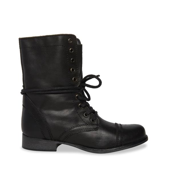 Botins Steve Madden Troopa Couro Feminino Pretas | SM-214OV