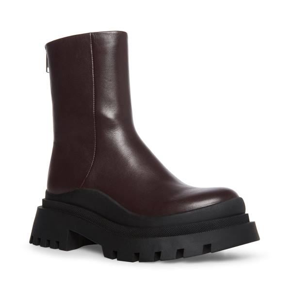 Botins Steve Madden Turf Couro Feminino Marrom | SM-610ZY