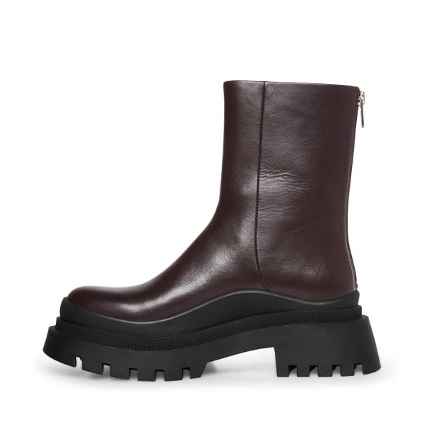 Botins Steve Madden Turf Couro Feminino Marrom | SM-610ZY