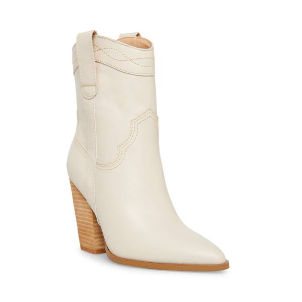 Botins Steve Madden Westyn Bone Couro Feminino Bege | SM-056PQ