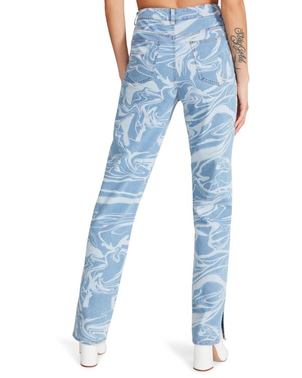 Calças Steve Madden Denim Swirl Pants Feminino Azuis | SM-317VU