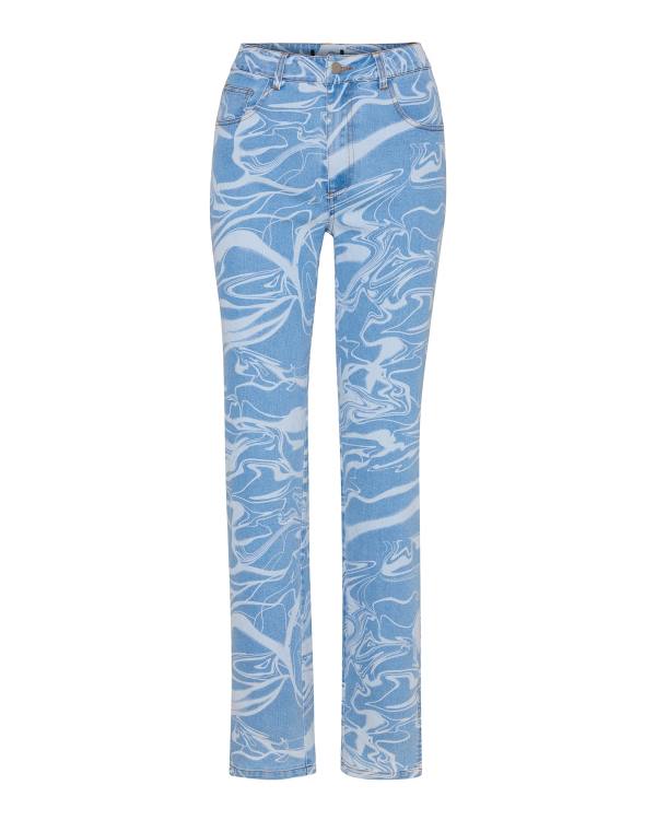 Calças Steve Madden Denim Swirl Pants Feminino Azuis | SM-317VU