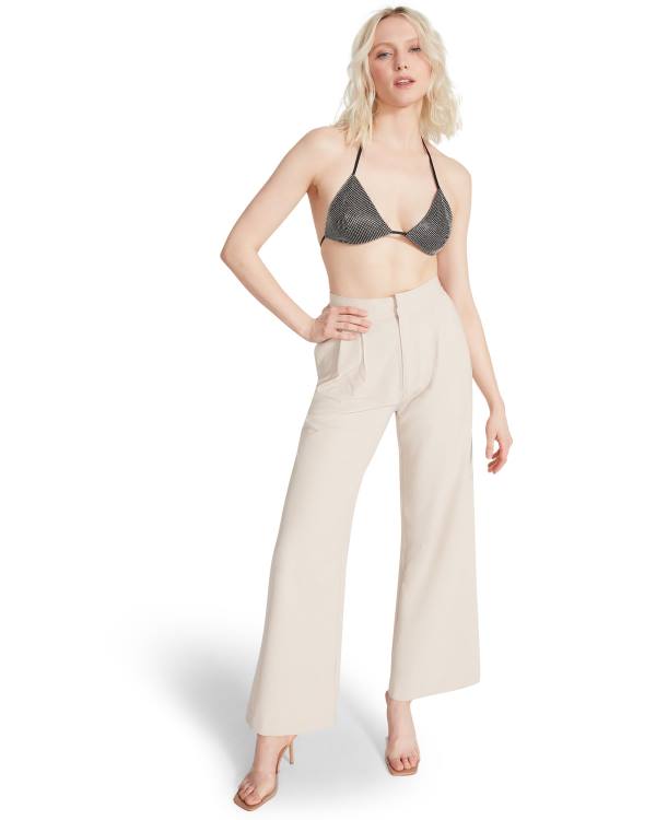 Calças Steve Madden High Waisted Trouser Ivory Feminino Branco | SM-583WQ