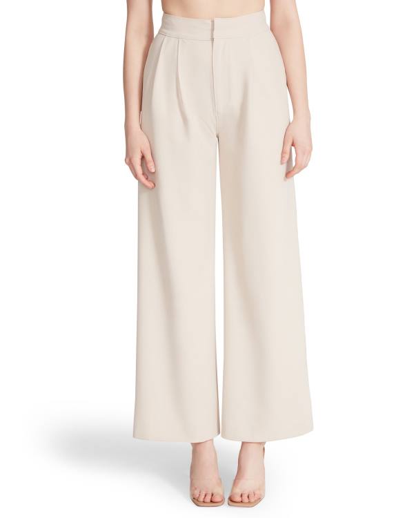 Calças Steve Madden High Waisted Trouser Ivory Feminino Branco | SM-583WQ