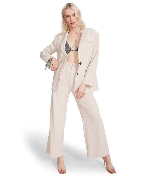 Calças Steve Madden High Waisted Trouser Ivory Feminino Branco | SM-583WQ