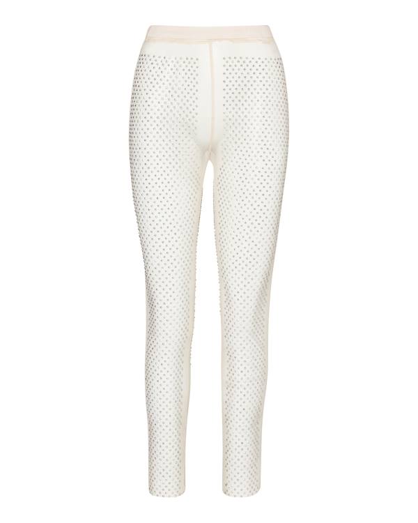 Calças Steve Madden Mesh Rhinestone Pants Ivory Feminino Branco | SM-382TX