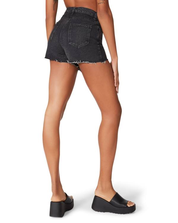 Calções Steve Madden Black Denim Skort Feminino Pretas | SM-521MA